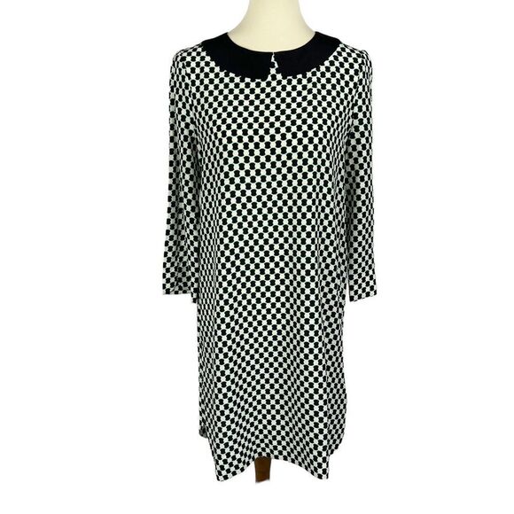 Kate Spade Kassia Silk 3/4 Sleeve Exposed Back Zipper Geo Shift Dress Medium - Picture 1 of 10